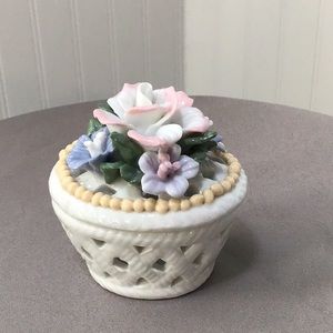 Vintage Trinket Box with Rose on Top